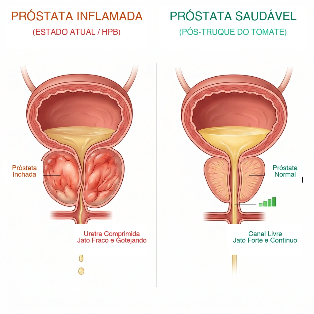 Comparativo da Próstata: Inflamada vs Saudável